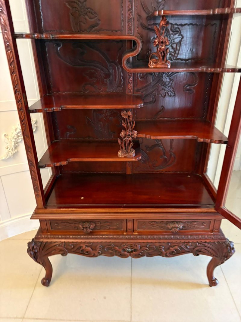 Fabulous Antique Japanese Red Lacquer Hardwood Display Cabinet - Image 7